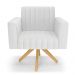 Kit 2 Poltronas Giratória Viena Gomada Corino Branco Base de Madeira MA30 - D'Rossi
