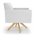 Kit 2 Poltronas Giratória Viena Gomada Corino Branco Base de Madeira MA30 - D'Rossi