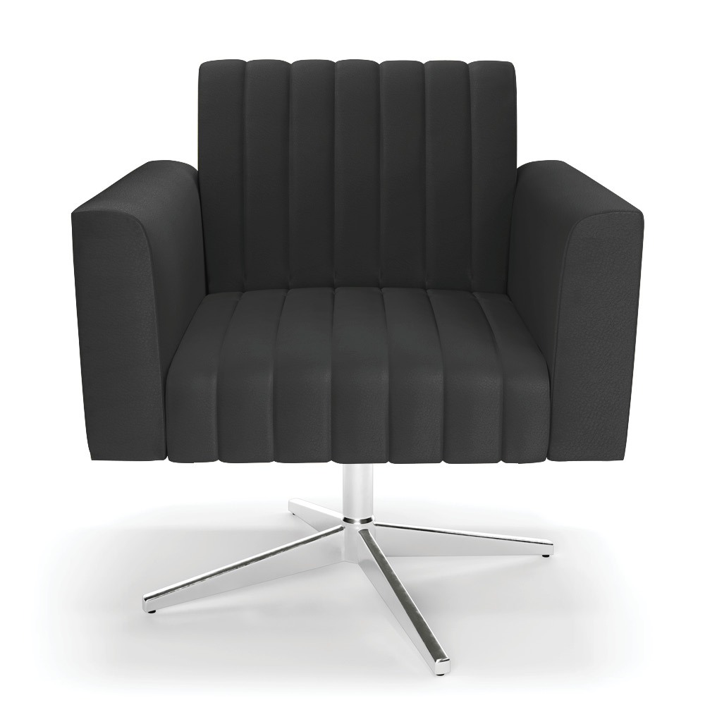 Kit 2 Poltronas Giratória Viena Gomada Corino Preto Base Cromada - D'Rossi