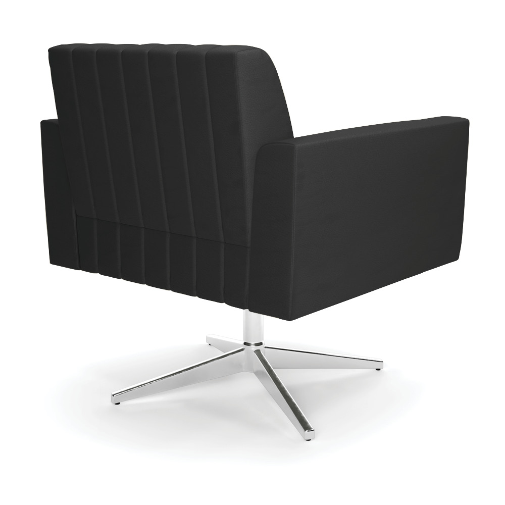 Kit 2 Poltronas Giratória Viena Gomada Corino Preto Base Cromada - D'Rossi