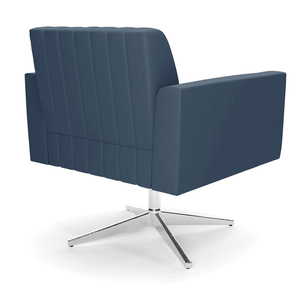 Kit 2 Poltronas Giratória Viena Gomada Suede Azul Marinho Base Cromada - D'Rossi