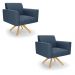 Kit 2 Poltronas Giratória Viena Gomada Suede Azul Marinho Base de Madeira MA30 - D'Rossi