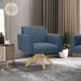 Kit 2 Poltronas Giratória Viena Gomada Suede Azul Marinho Base de Madeira MA30 - D'Rossi
