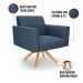 Kit 2 Poltronas Giratória Viena Gomada Suede Azul Marinho Base de Madeira MA30 - D'Rossi