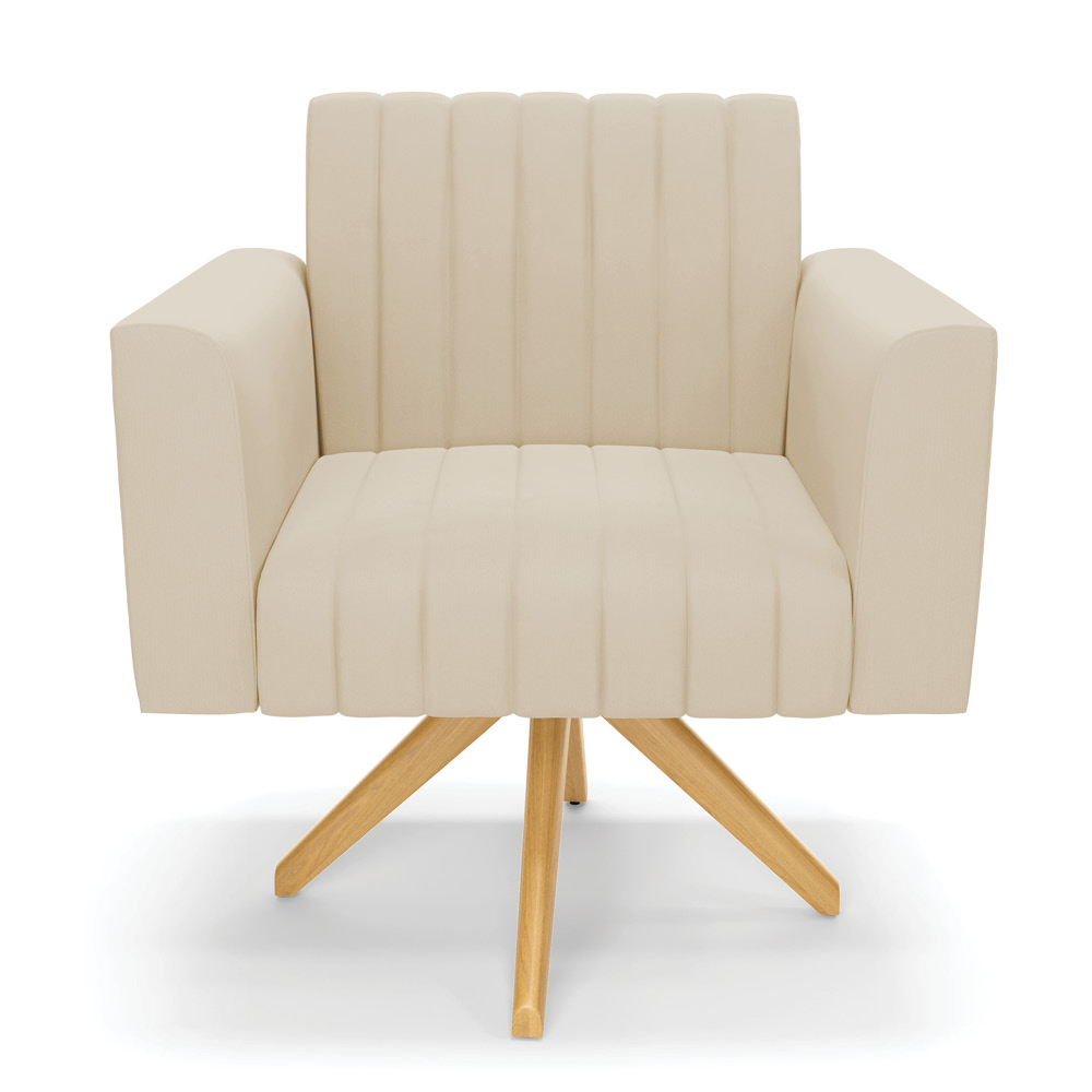 Kit 2 Poltronas Giratória Viena Gomada Suede Base de Madeira MA30 - D'Rossi