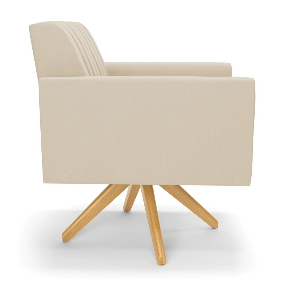 Kit 2 Poltronas Giratória Viena Gomada Suede Base de Madeira MA30 - D'Rossi