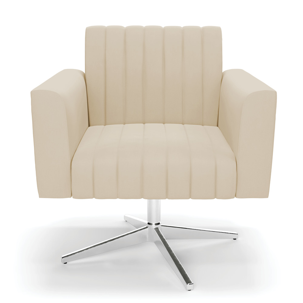 Kit 2 Poltronas Giratória Viena Gomada Suede Bege Base Cromada - D'Rossi