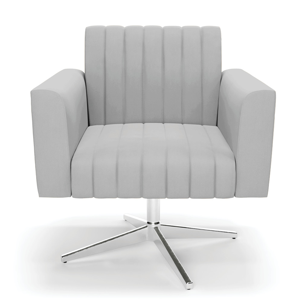 Kit 2 Poltronas Giratória Viena Gomada Suede Cinza Base Cromada - D'Rossi