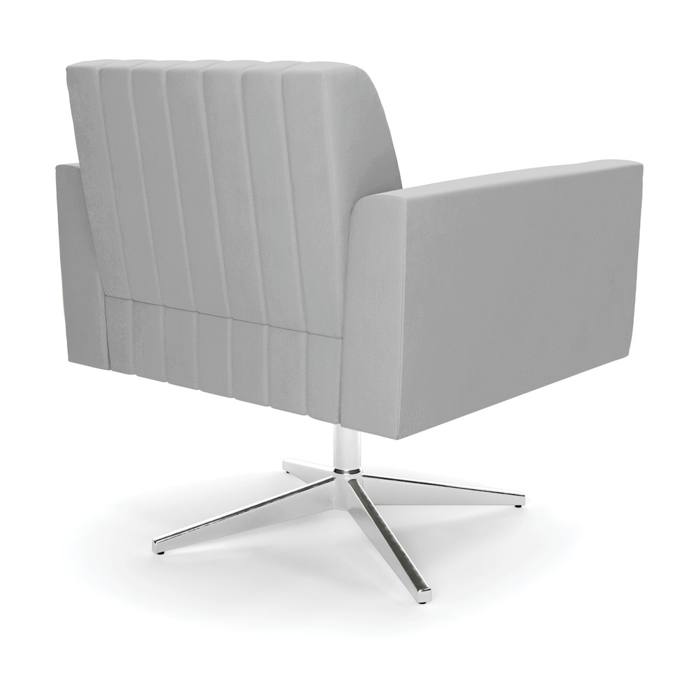 Kit 2 Poltronas Giratória Viena Gomada Suede Cinza Base Cromada - D'Rossi