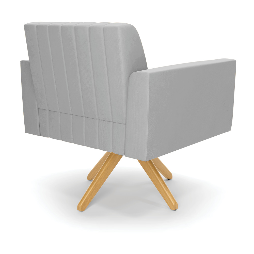 Kit 2 Poltronas Giratória Viena Gomada Suede Cinza Base de Madeira MA30 - D'Rossi