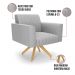 Kit 2 Poltronas Giratória Viena Gomada Suede Cinza Base de Madeira MA30 - D'Rossi