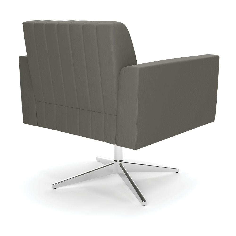 Kit 2 Poltronas Giratória Viena Gomada Suede Grafite Base Cromada - D'Rossi