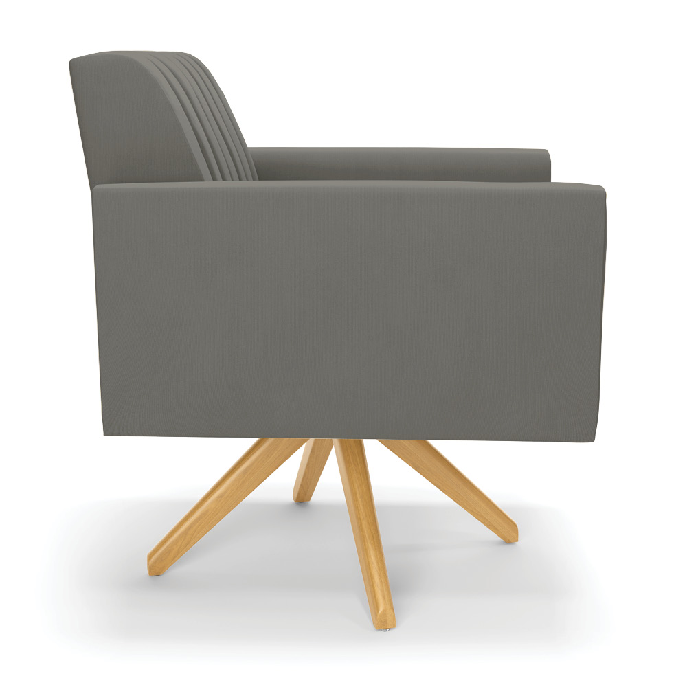 Kit 2 Poltronas Giratória Viena Gomada Suede Grafite Base de Madeira MA30 - D'Rossi