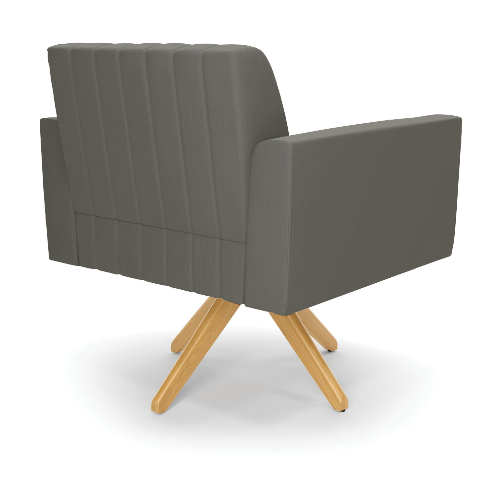 Kit 2 Poltronas Giratória Viena Gomada Suede Grafite Base de Madeira MA30 - D'Rossi