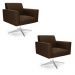 Kit 2 Poltronas Giratória Viena Gomada Suede Marrom Base Cromada - D'Rossi