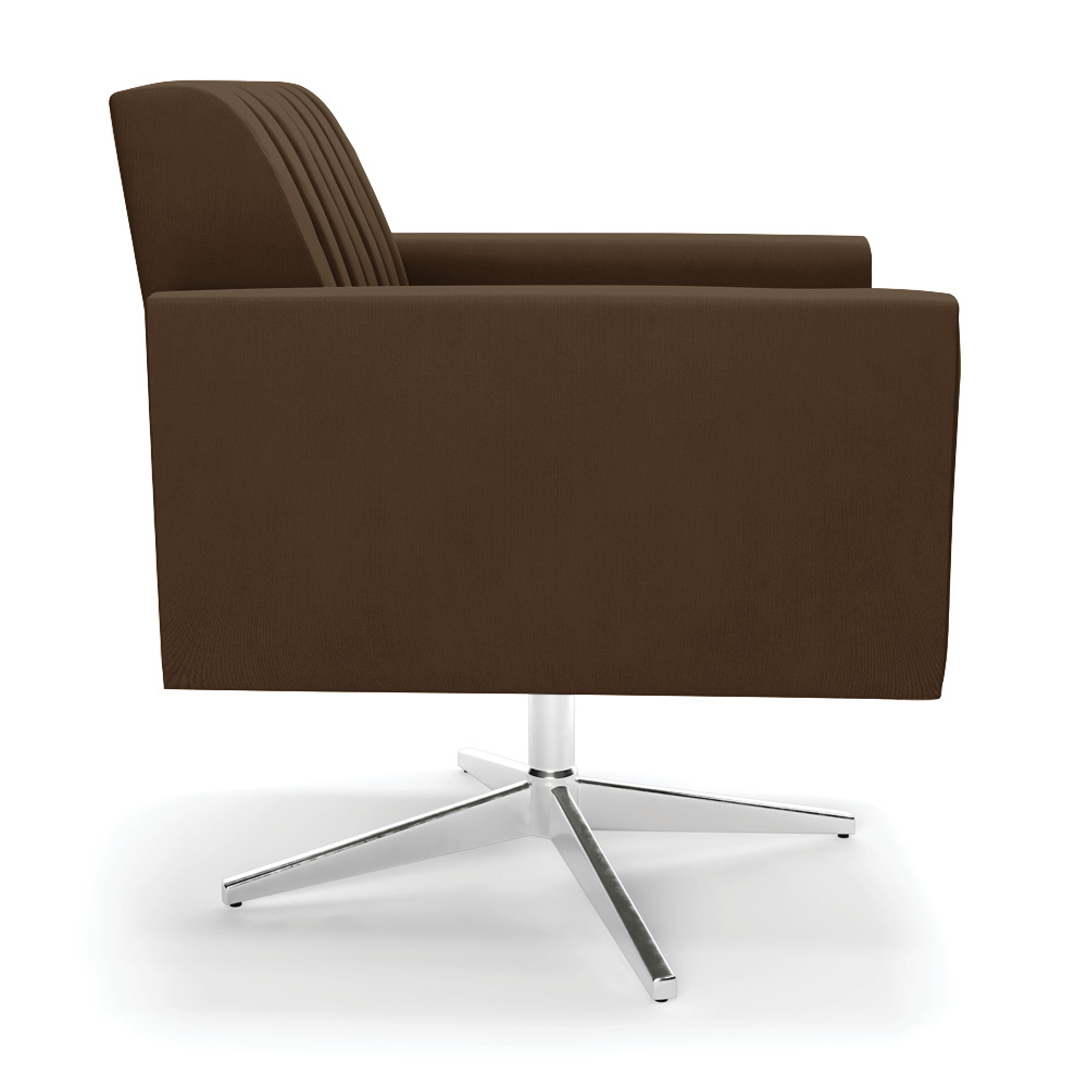 Kit 2 Poltronas Giratória Viena Gomada Suede Marrom Base Cromada - D'Rossi