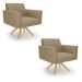 Kit 2 Poltronas Giratória Viena Gomada Suede Marrom Rato Base de Madeira MA30 - D'Rossi