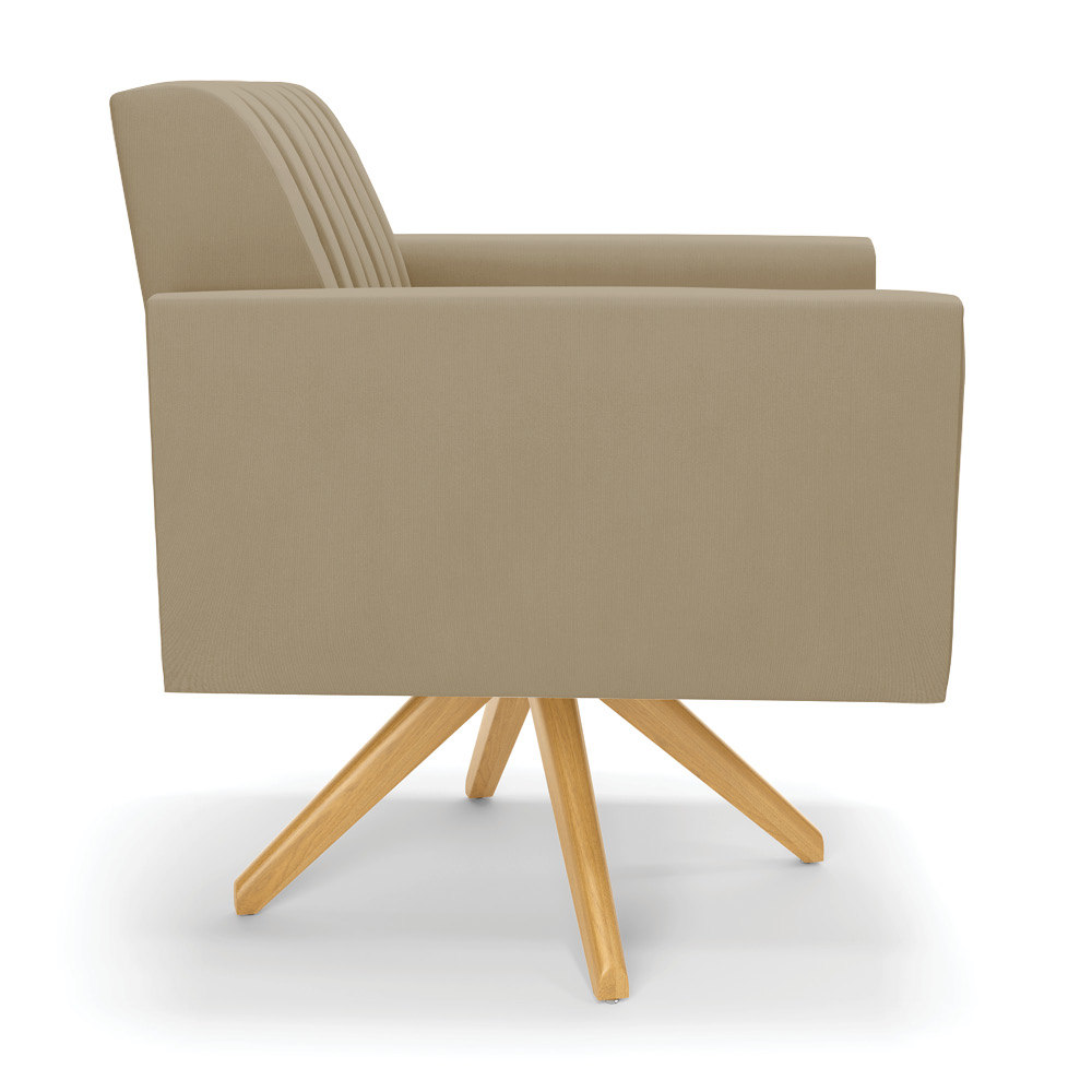 Kit 2 Poltronas Giratória Viena Gomada Suede Marrom Rato Base de Madeira MA30 - D'Rossi