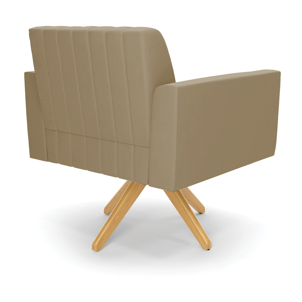 Kit 2 Poltronas Giratória Viena Gomada Suede Marrom Rato Base de Madeira MA30 - D'Rossi