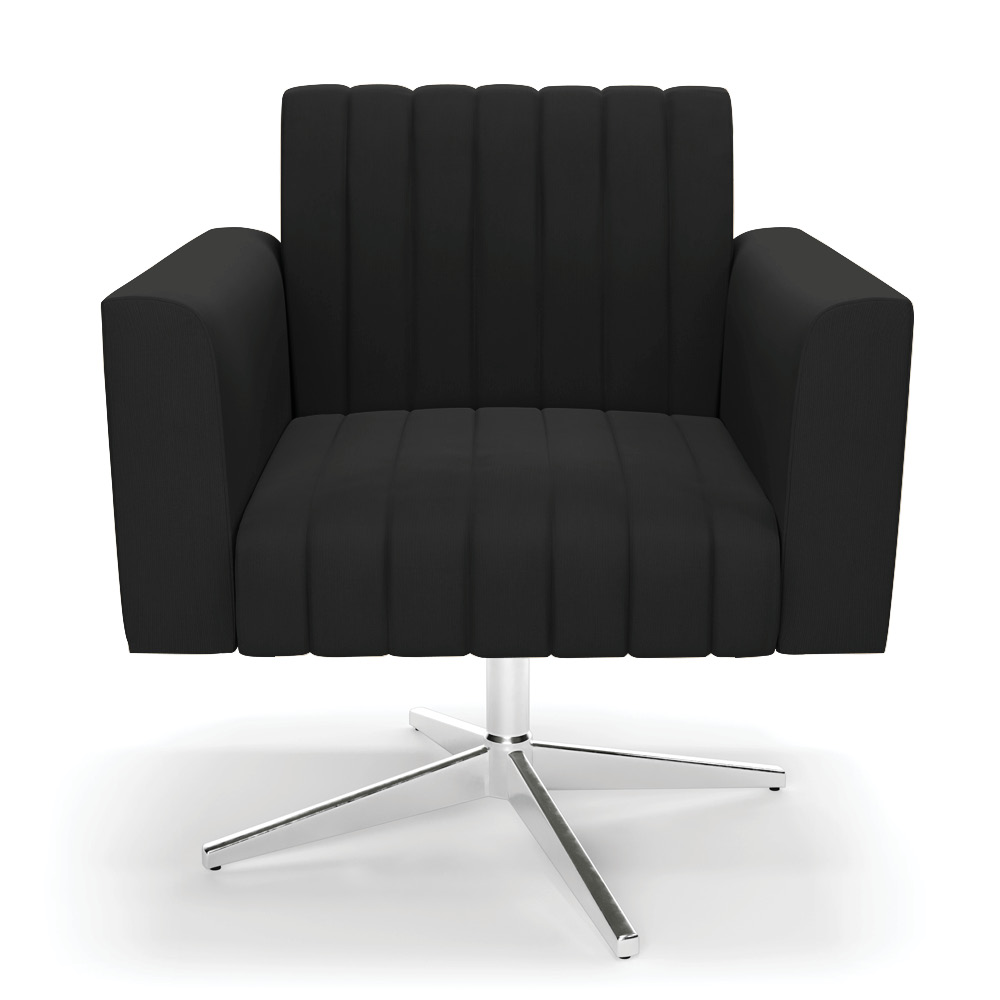 Kit 2 Poltronas Giratória Viena Gomada Suede Preto Base Cromada - D'Rossi