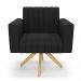 Kit 2 Poltronas Giratória Viena Gomada Suede Preto Base de Madeira MA30 - D'Rossi
