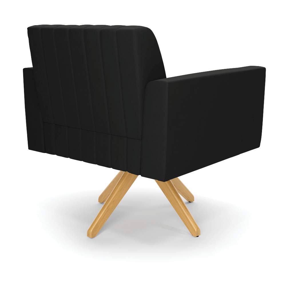 Kit 2 Poltronas Giratória Viena Gomada Suede Preto Base de Madeira MA30 - D'Rossi