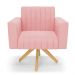Kit 2 Poltronas Giratória Viena Gomada Suede Rosê Base de Madeira MA30 - D'Rossi