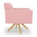 Kit 2 Poltronas Giratória Viena Gomada Suede Rosê Base de Madeira MA30 - D'Rossi
