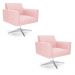 Kit 2 Poltronas Giratória Viena Gomada Suede Rosa Bebê Base Cromada - D'Rossi