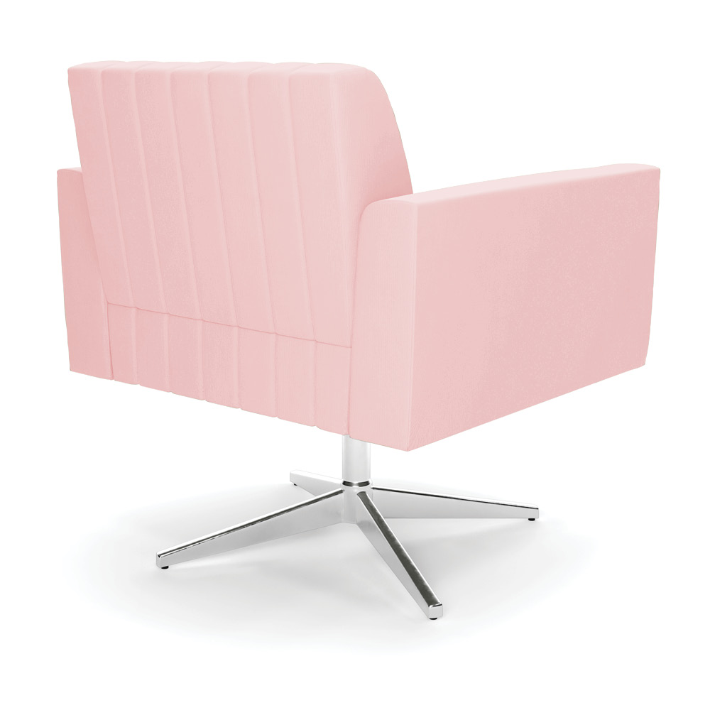 Kit 2 Poltronas Giratória Viena Gomada Suede Rosa Bebê Base Cromada - D'Rossi