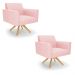 Kit 2 Poltronas Giratória Viena Gomada Suede Rosa Bebê Base de Madeira MA30 - D'Rossi