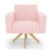 Kit 2 Poltronas Giratória Viena Gomada Suede Rosa Bebê Base de Madeira MA30 - D'Rossi