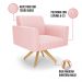 Kit 2 Poltronas Giratória Viena Gomada Suede Rosa Bebê Base de Madeira MA30 - D'Rossi