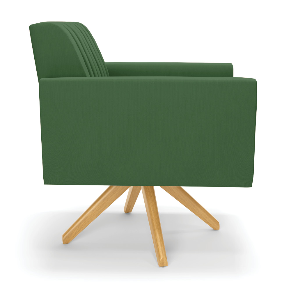 Kit 2 Poltronas Giratória Viena Gomada Suede Verde Base de Madeira MA30 - D'Rossi