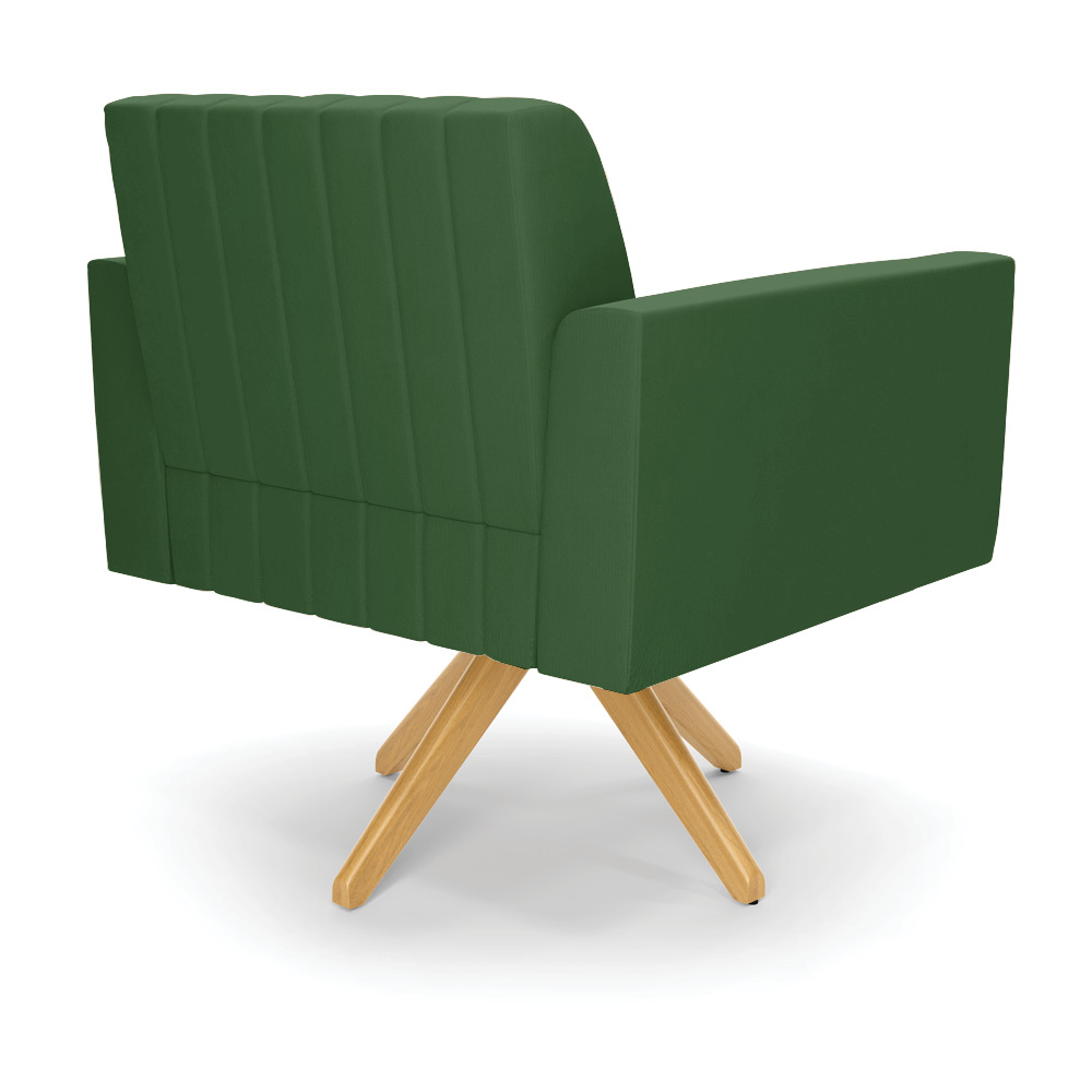 Kit 2 Poltronas Giratória Viena Gomada Suede Verde Base de Madeira MA30 - D'Rossi