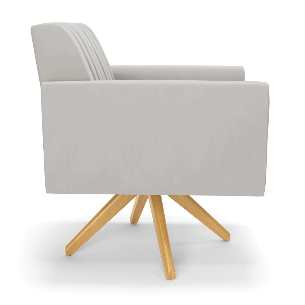 Kit 2 Poltronas Giratória Viena Gomada Veludo Cinza Base de Madeira MA30 - D'Rossi