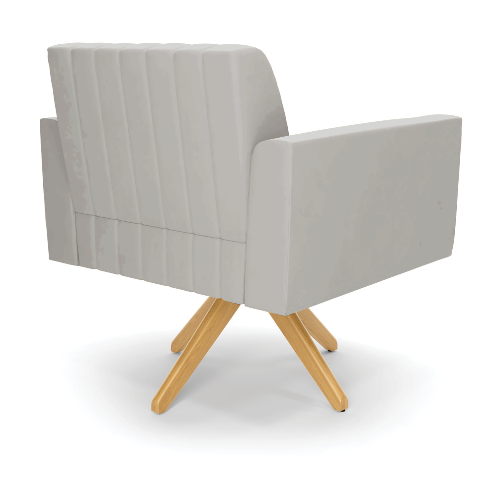 Kit 2 Poltronas Giratória Viena Gomada Veludo Cinza Base de Madeira MA30 - D'Rossi