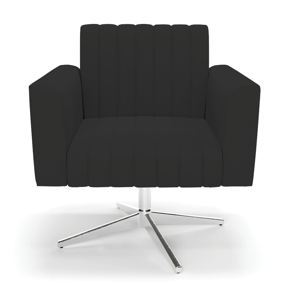 Kit 2 Poltronas Giratória Viena Gomada Veludo Preto Base Cromada - D'Rossi