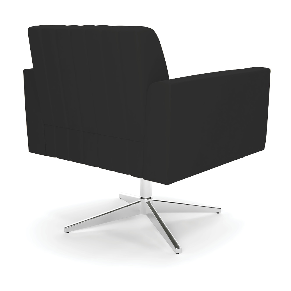 Kit 2 Poltronas Giratória Viena Gomada Veludo Preto Base Cromada - D'Rossi