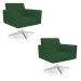 Kit 2 Poltronas Giratória Viena Gomada Veludo Verde Base Cromada - D'Rossi