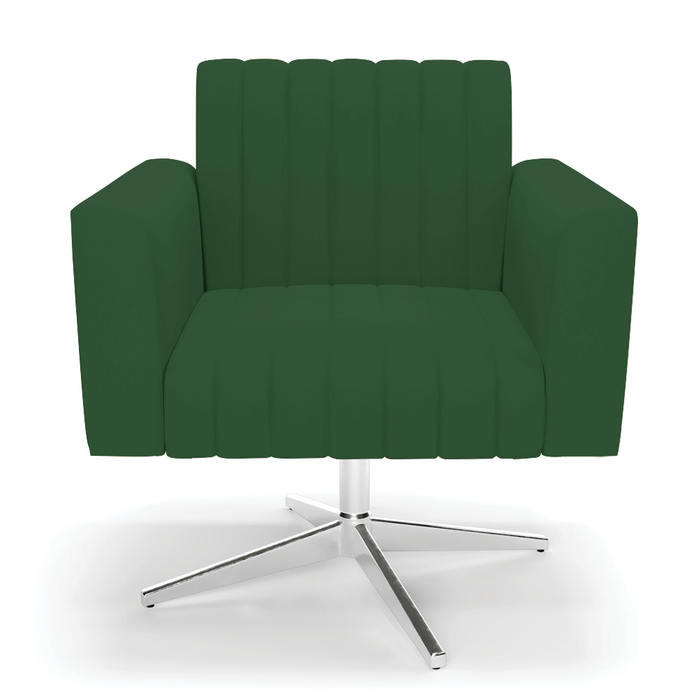 Kit 2 Poltronas Giratória Viena Gomada Veludo Verde Base Cromada - D'Rossi