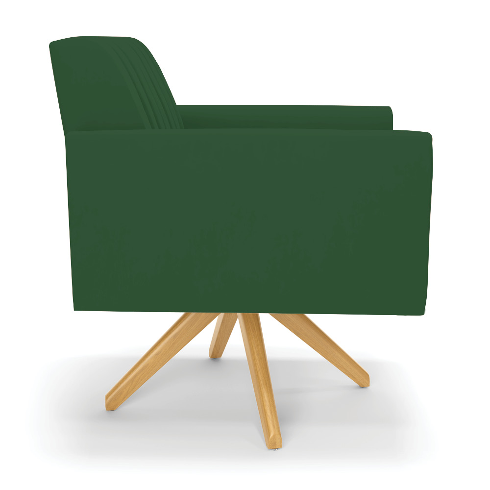 Kit 2 Poltronas Giratória Viena Gomada Veludo Verde Base de Madeira MA30 - D'Rossi