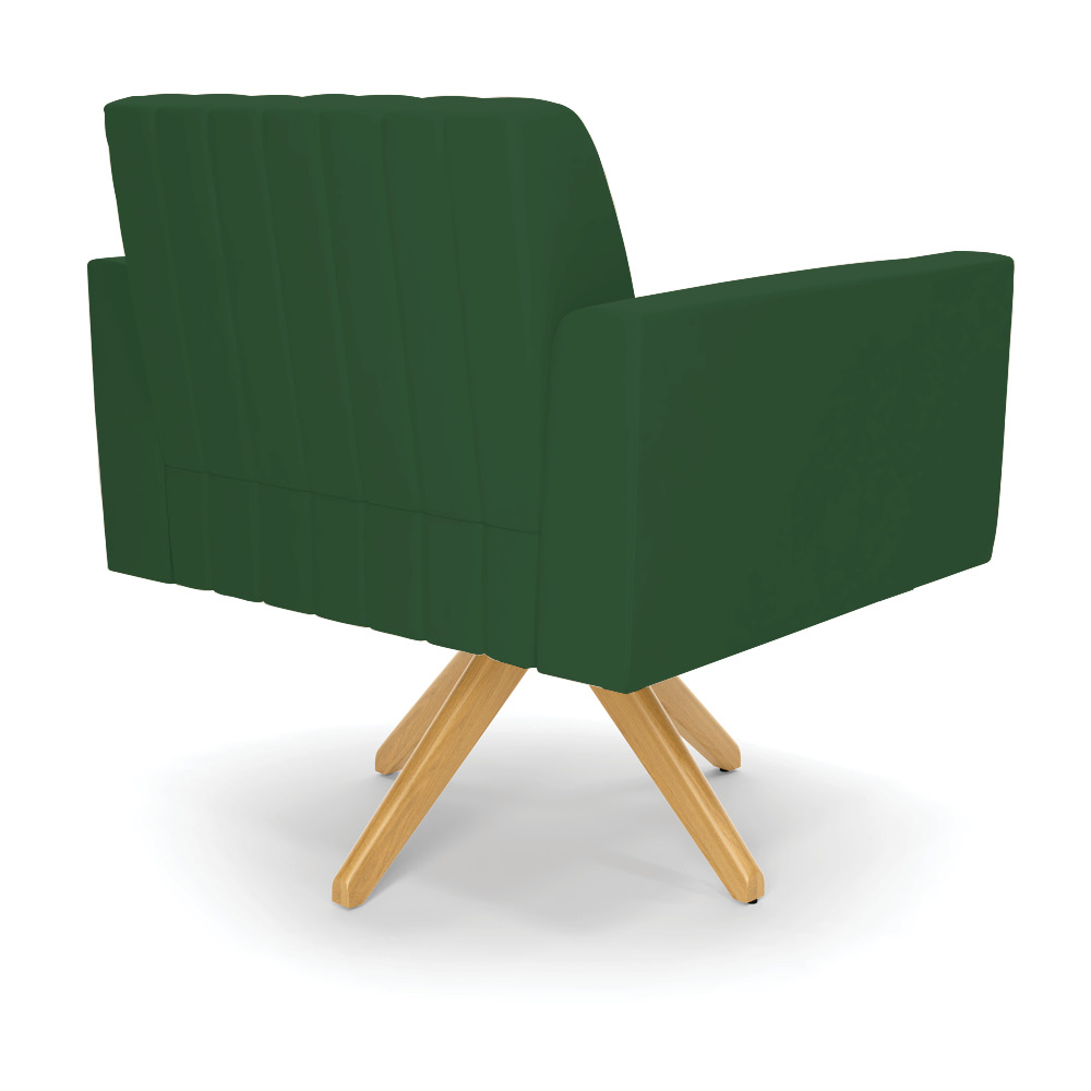 Kit 2 Poltronas Giratória Viena Gomada Veludo Verde Base de Madeira MA30 - D'Rossi