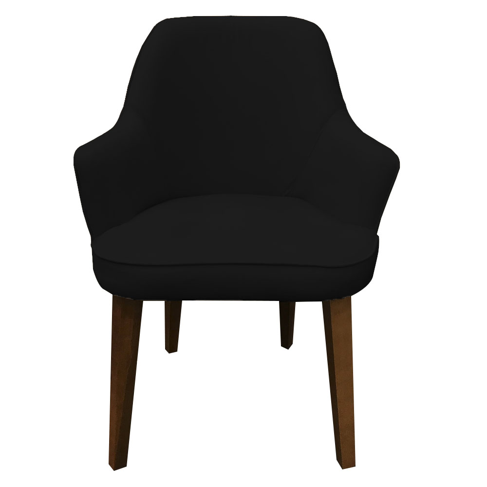 Kit 2 Poltronas Lorem Suede Preto Pés Chanfrado Tabaco C05 - D'Rossi