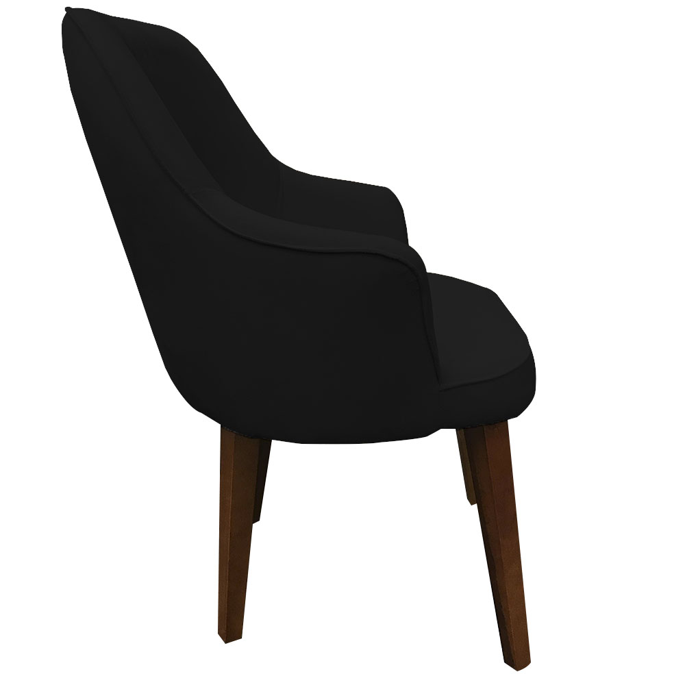 Kit 2 Poltronas Lorem Suede Preto Pés Chanfrado Tabaco C05 - D'Rossi
