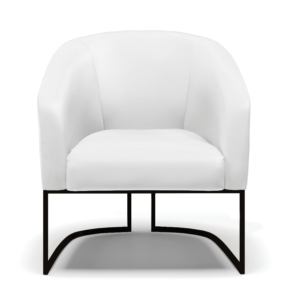 Kit 2 Poltronas Stella Corino Branco Base Metálica Industrial Preto - D'Rossi