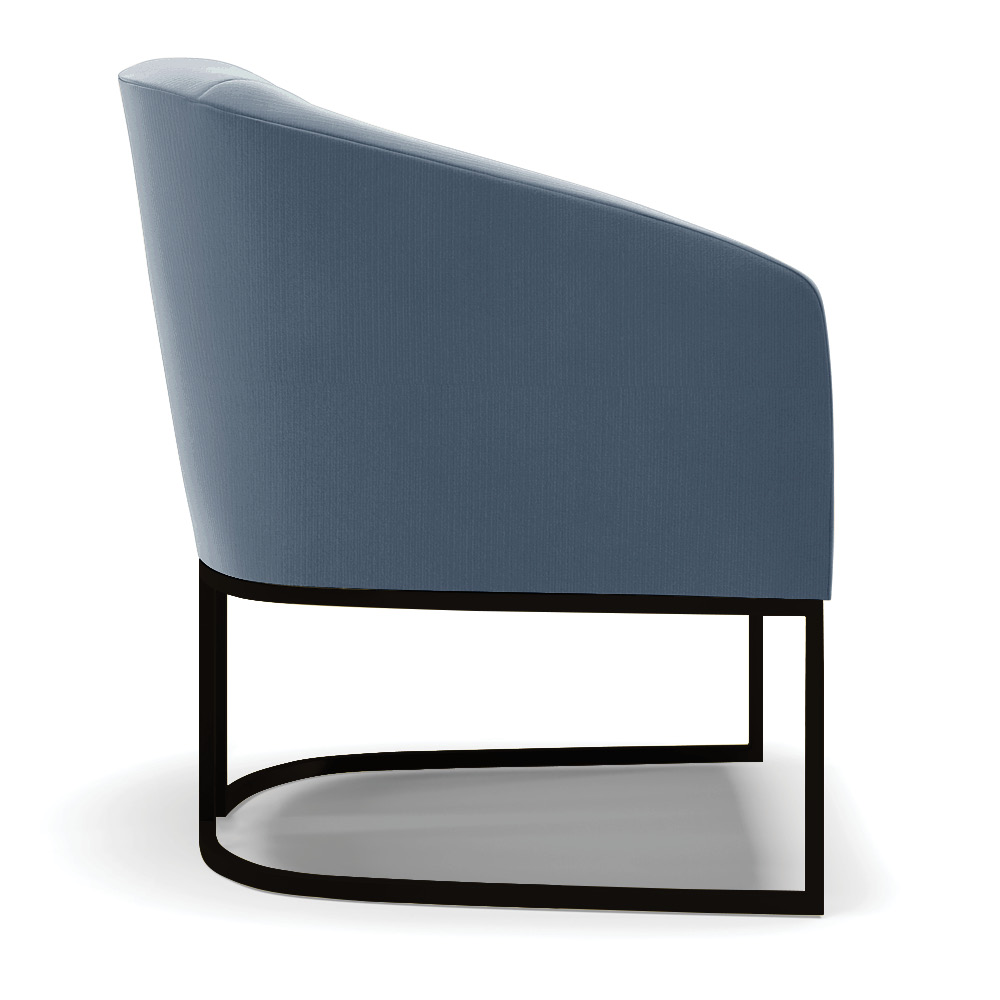 Kit 2 Poltronas Stella Suede Azul Marinho Base Metálica Industrial Preto - D'Rossi