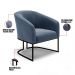 Kit 2 Poltronas Stella Suede Azul Marinho Base Metálica Industrial Preto - D'Rossi