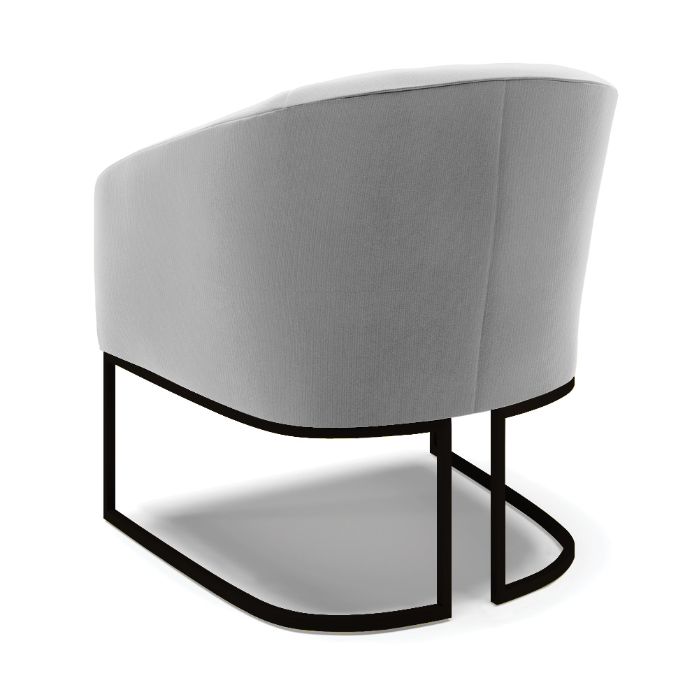 Kit 2 Poltronas Stella Suede Cinza Base Metálica Industrial Preto - D'Rossi