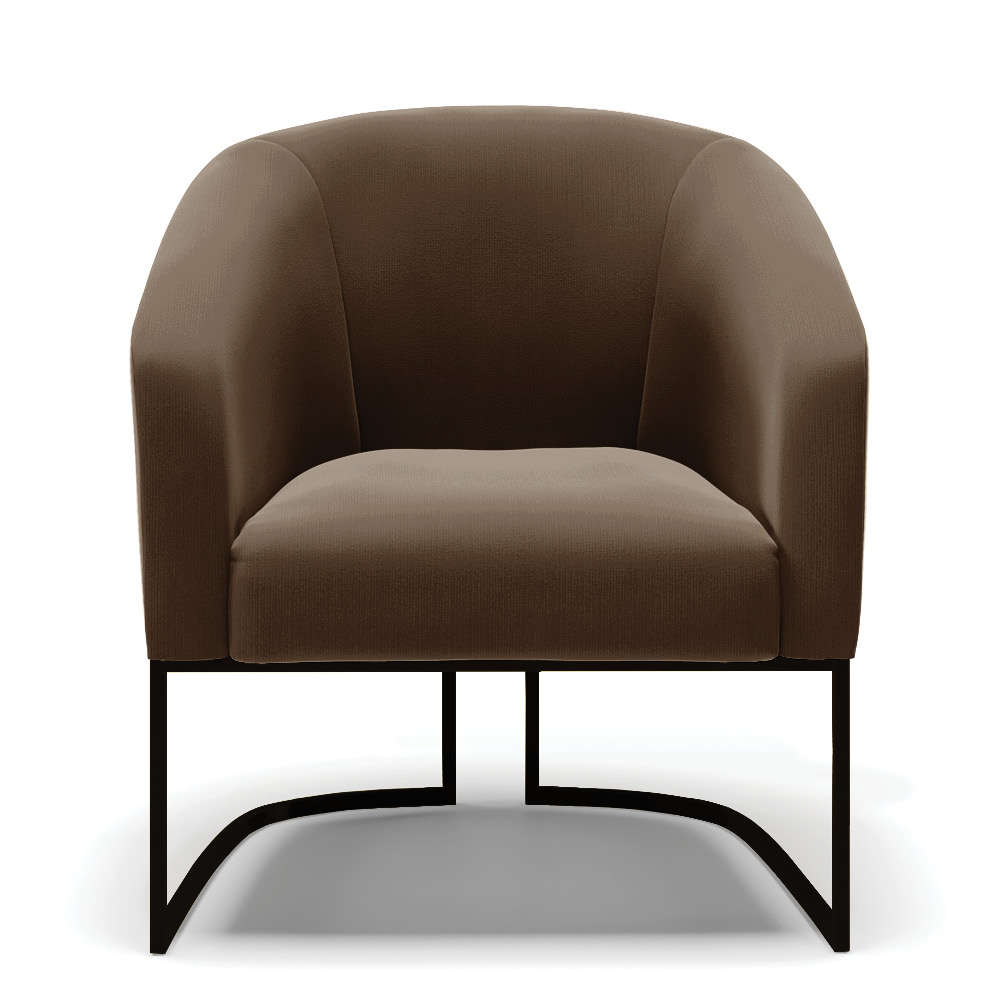 Kit 2 Poltronas Stella Suede Marrom Base Metálica Industrial Preto - D'Rossi